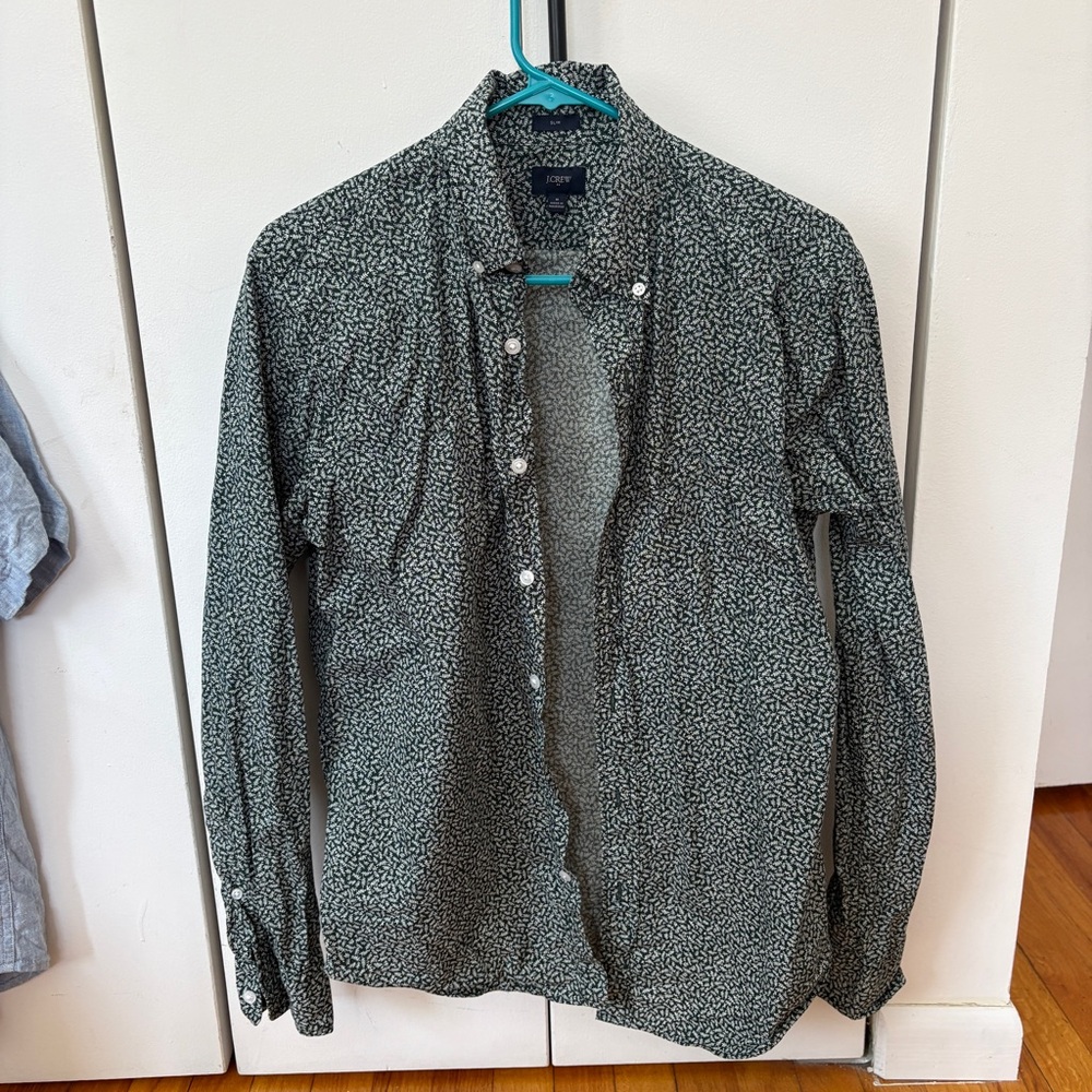 J. Crew Men's Evergreen and White Shirt